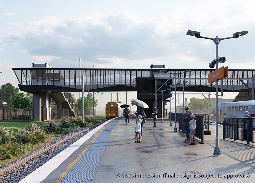 Unanderra Station Upgrade new footbridge design platform view