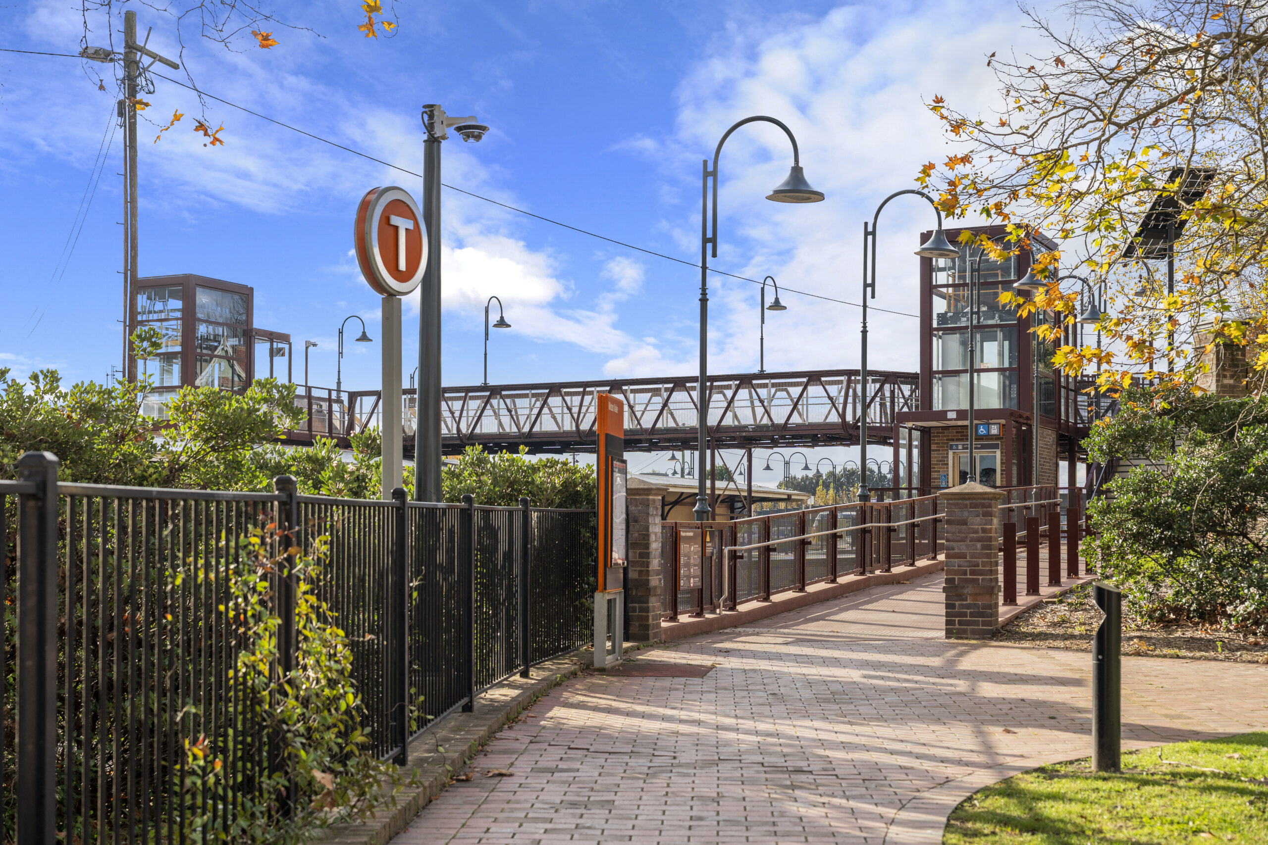 Moss Vale station new Argyle Street entrance showing lift and landscaping