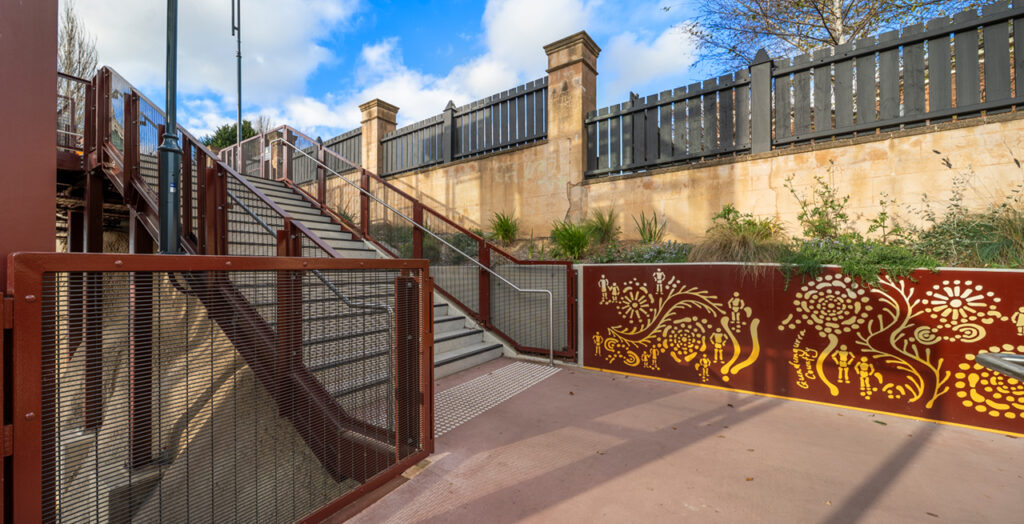 Moss Vale Station Upgrade Stoelnd Generation artwork interpretation at Argyle St entrance